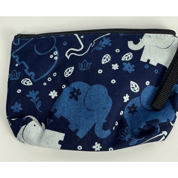 Thai Boho Makeup Bag New Blue Elephant Cosmetic Lightweight Zipper Close Travel - Picture 3 of 3